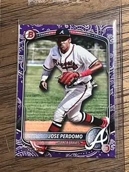 Jose Perdomo 2025 Bowman Paper Purple Plaid 062/199 Atlanta Braves
