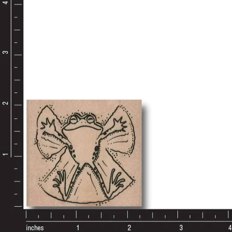 Frog Making Snow Angels Rubber Stamp