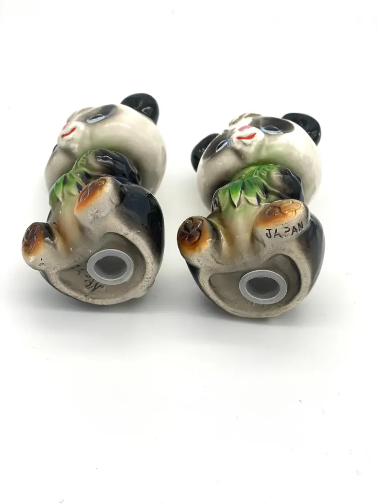 Vintage Ceramic Panda Bear Salt & Pepper Shakers from Japan
