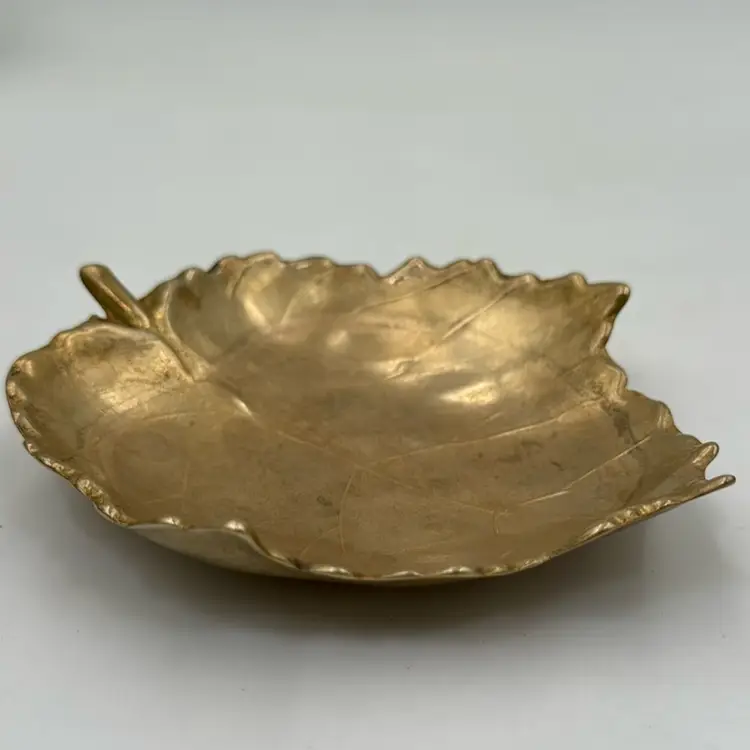 Vintage brass leaf 1970s pocket tray