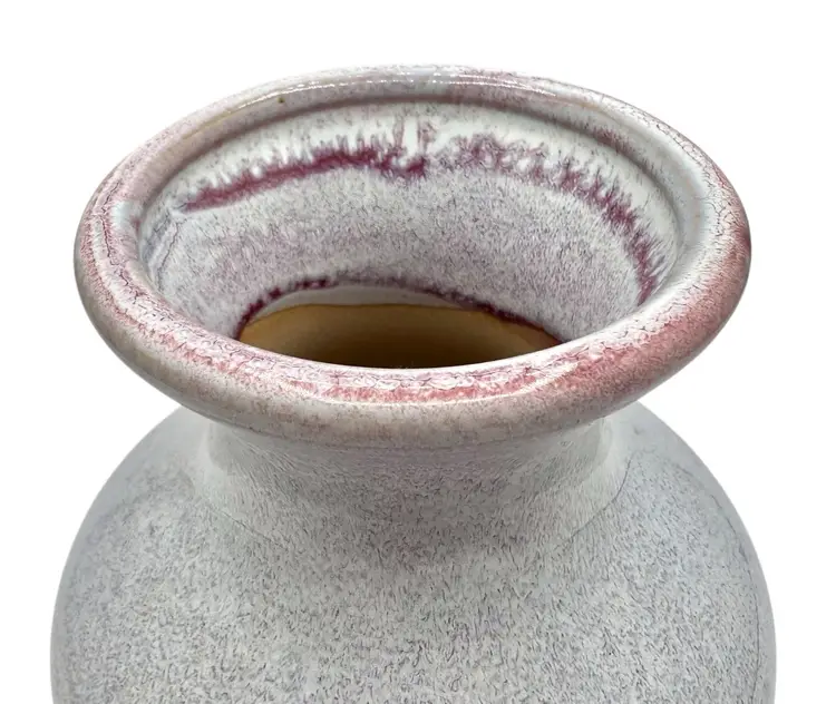 Art Pottery Vase Drip Glaze Pastel Light Purple Lavender White 5.25”