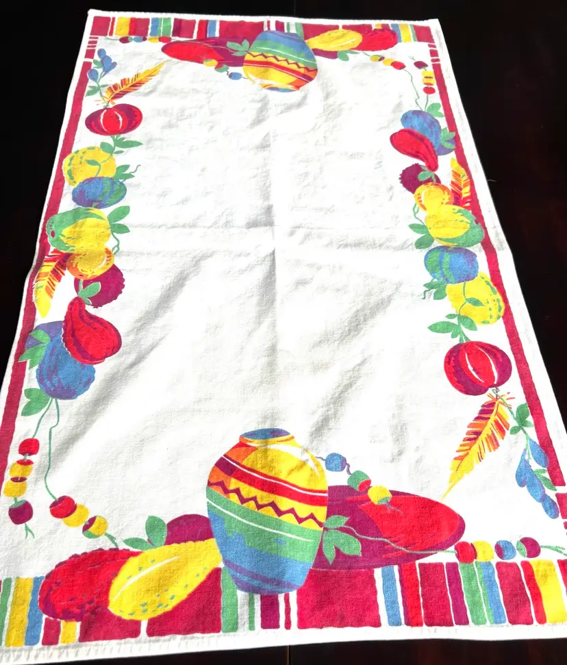 Wilendur Southwest Motif Kitchen Towel, Southwest Bold Colors, Cotton, 16 by 28 Inches 60's Linens, Home Decor