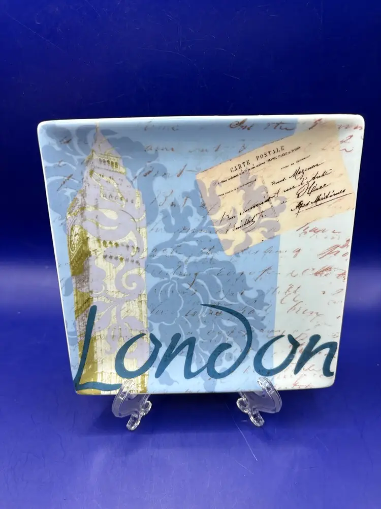 Pier 1 Imports European City Appetizer Dessert Square Plates Set Of 4