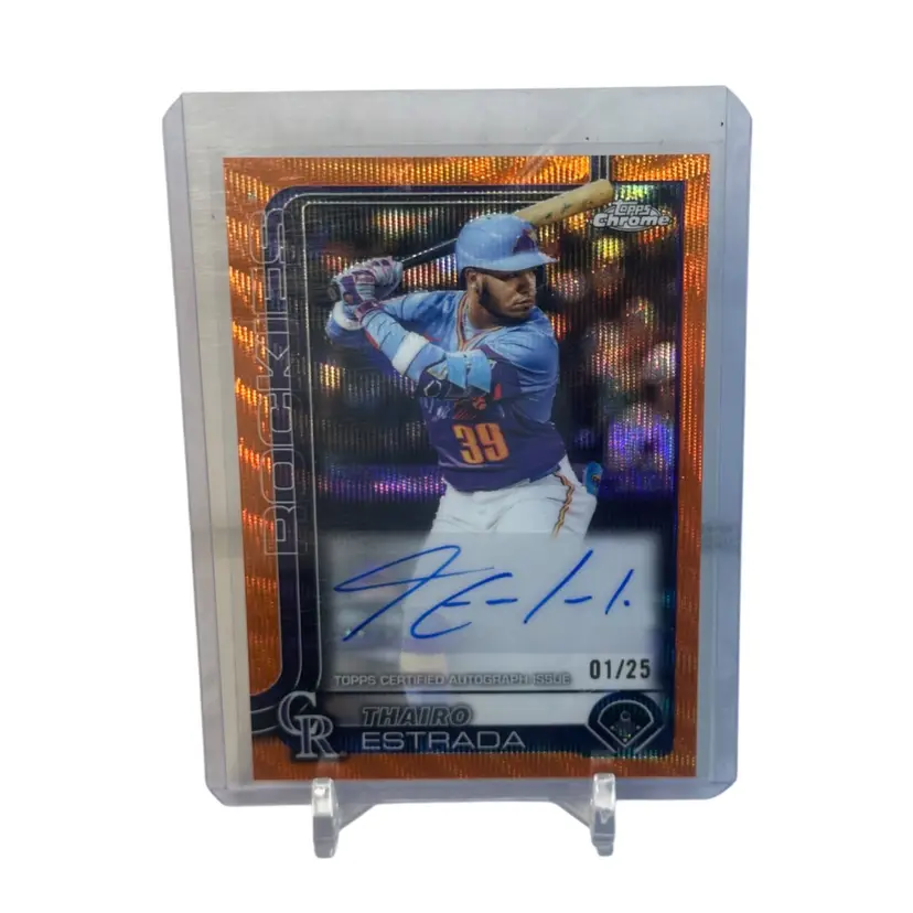 Thairo Estrada 2025 Topps Chrome RC Auto Orange /25 Colorado Rockies