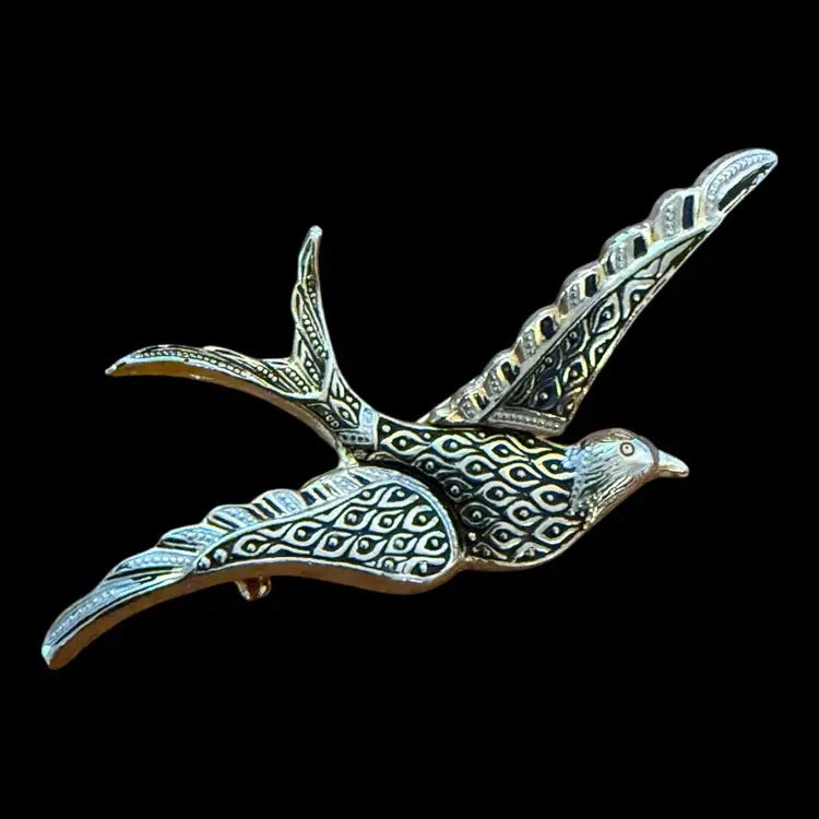Damascene Bird Brooch 2”