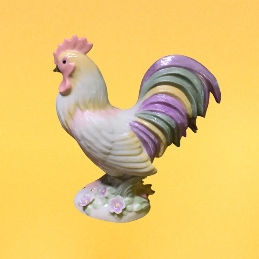 15a. Lenox Country Gentleman Rooster Figurine 6" Pastel Gold Gilt Accents Retired  SH