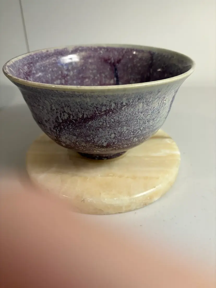 Purple Pottery Bowl Signed By The Artist
