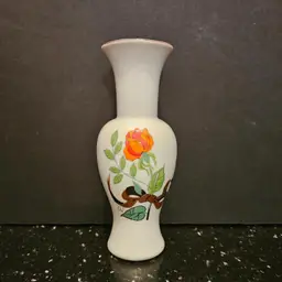 #01 Seymour Mann Vase Only A Rose Vintage 1976 Sign Eda Orange Rose RARE Porcelain Flowers Florals