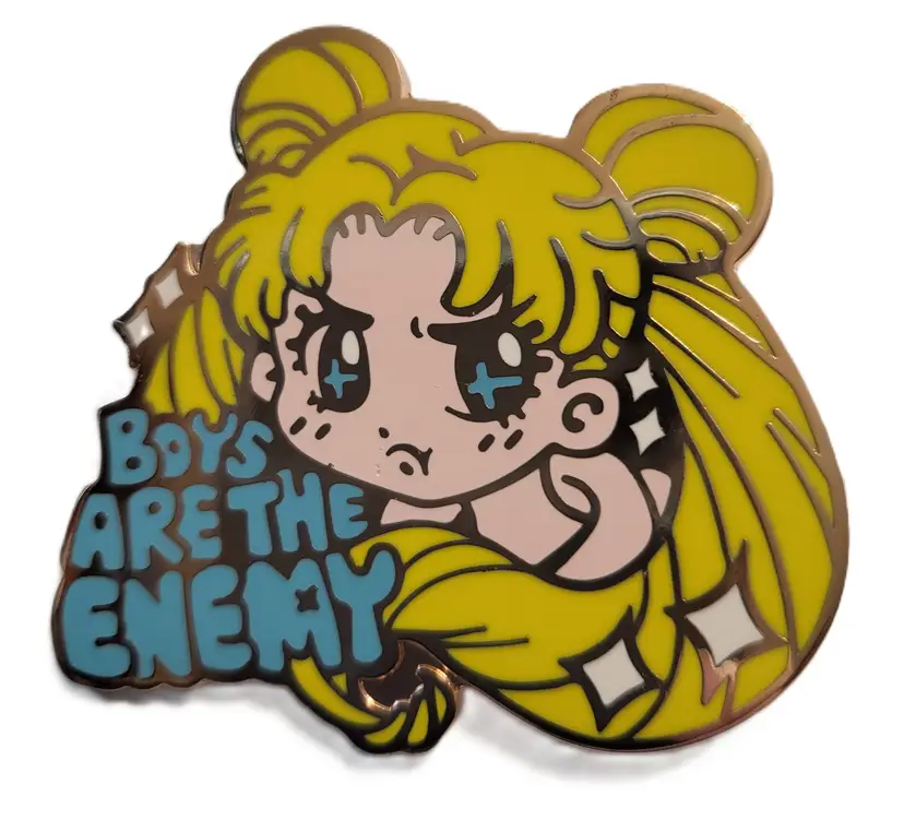 Sailor Moon Boys Are the Enemy Metal Enamel Pin 2" x 1.5" NWOT
