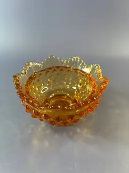 Fenton Amber Hobnail Fairy Lamp Base. Great For A Tea Light 2” X 3”