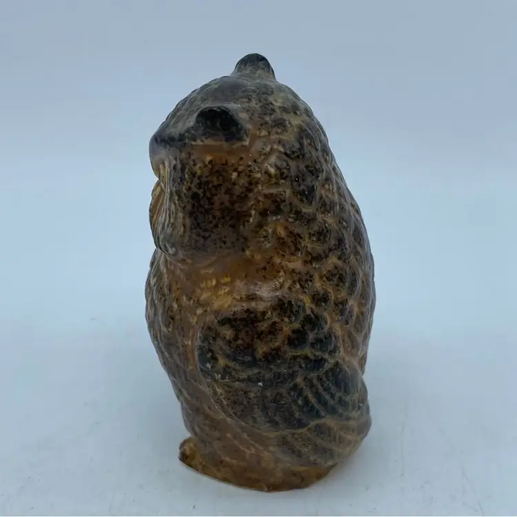 #1609 Owl Figurine Pottery Made In Taiwan 4 Inch