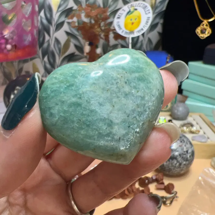 #01 - Amazonite Heart Palm Stone 2”