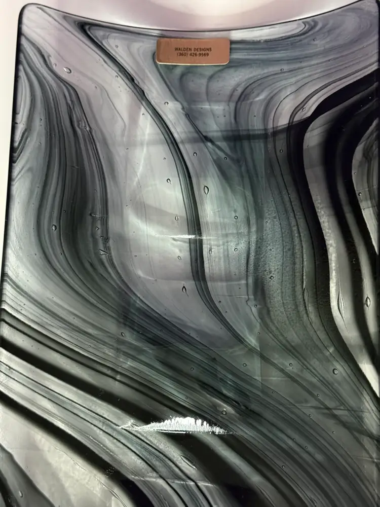 Walden Designs Amethyst & Black Art Glass Platter (15" L) with Bullicante Bubbles