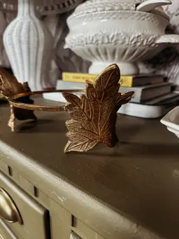 Brass plant stand with leaves
