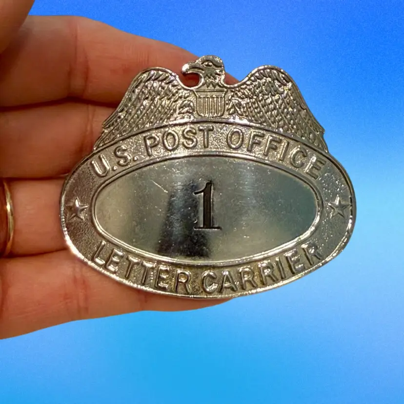 Vintage US Post Office USPS Letter Carrier Hat Badge Pin N.C. Walter Sons NY #1, 2.5” x 2”