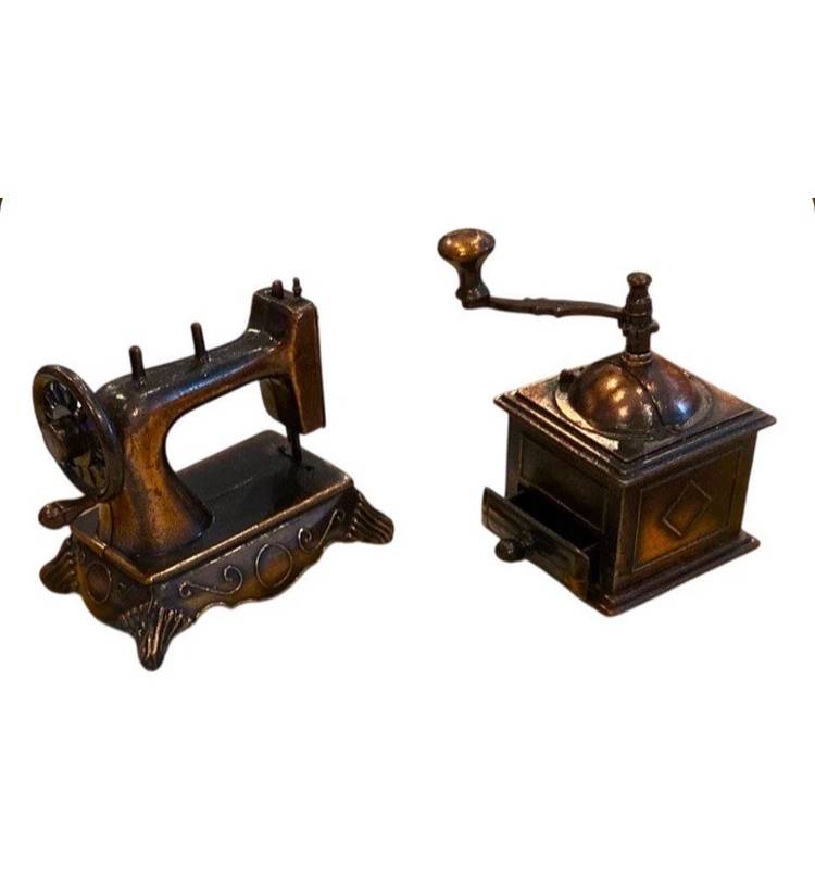 Vntg Durham Industries Metal Mini Coffee Grinder & Sewing Mach American Greeting