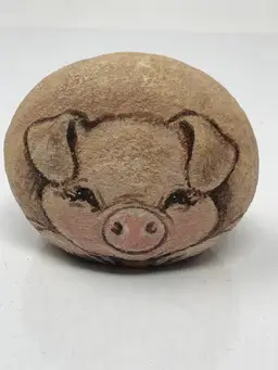 Painted Rock Pig by Beverly