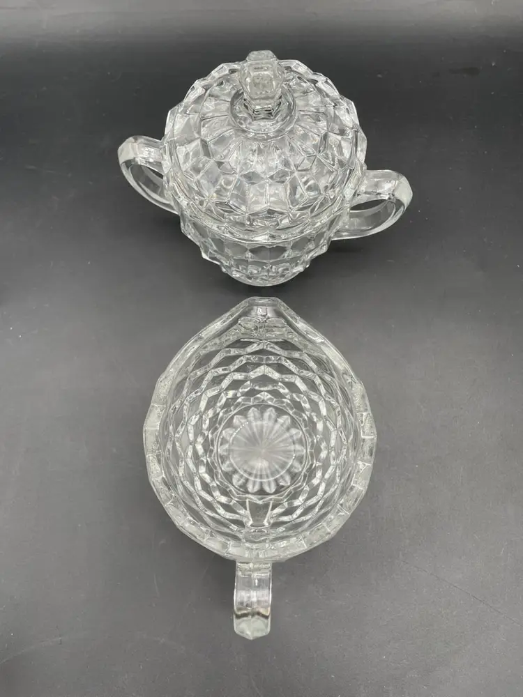 Vintage Indiana Glass Whitehall Clear Glass Sugar & Creamer Set