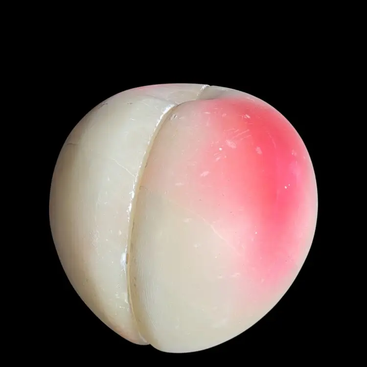 Large Pair Alabaster Stone Half Fruit Peach Bookends 7lbs