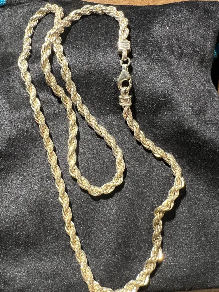 23” Solid Sterling Rope Chain Marked 925 Italy