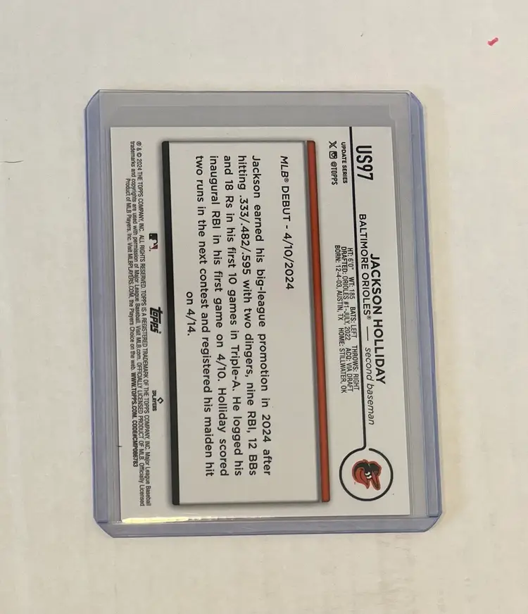 Jackson Holliday RC Ghosts Baltimore Orioles