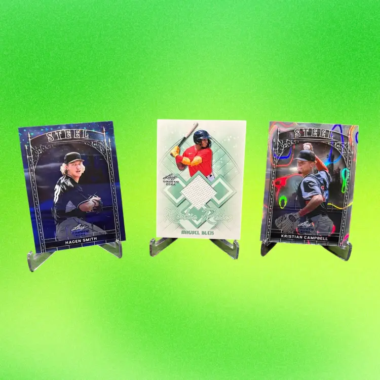 2024 Leaf Trinity Kristian Campbell /290 Hagen Smith /99 Miguel Bleis Relic