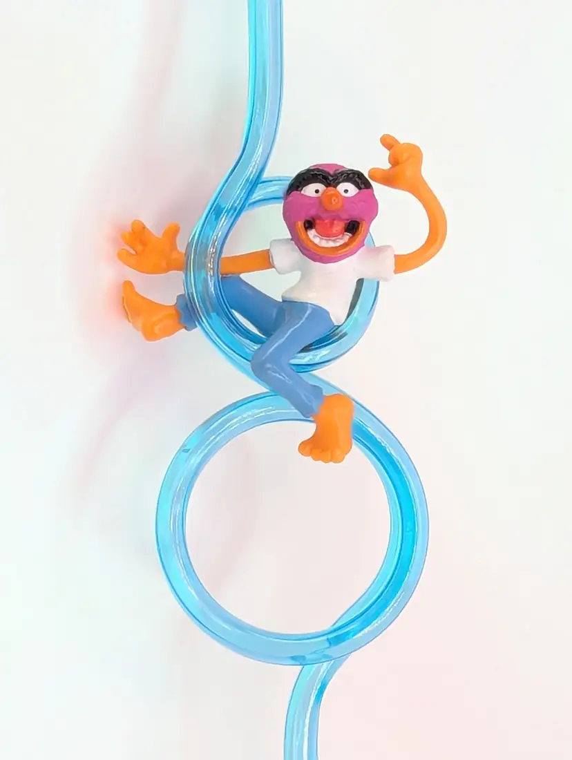 The Muppet's Animal Silly Straw 1996 Applause Vintage Decorative Kids drinking loop Straw Collectible 90s Kitchen Wear gift jim henson