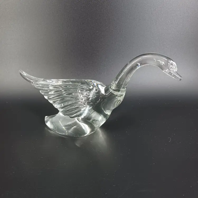 Heisey Crystal Clear Goose Figurine Wings 1/2 Way Up  Circa 1942-1953