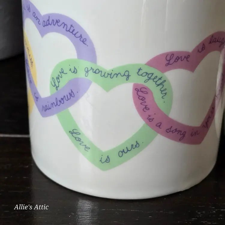 AVON Sweet Sentiments Ceramic Coffee Tea Mug Cup Double Heart Handle Love Gift