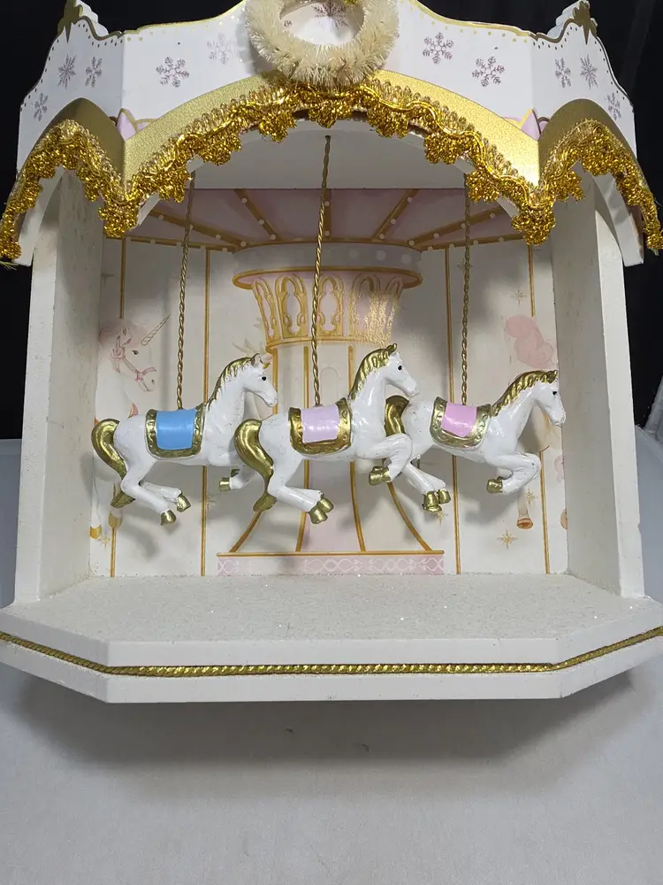 Ashland Frosted Fairytale Carousel Horse Christmas Tabletop Decor (Y)