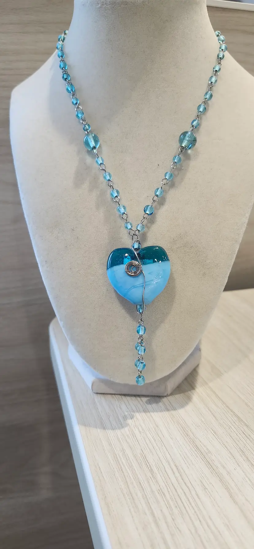 Blue Heart Glass Pendant Necklace 💙💙💙💙
