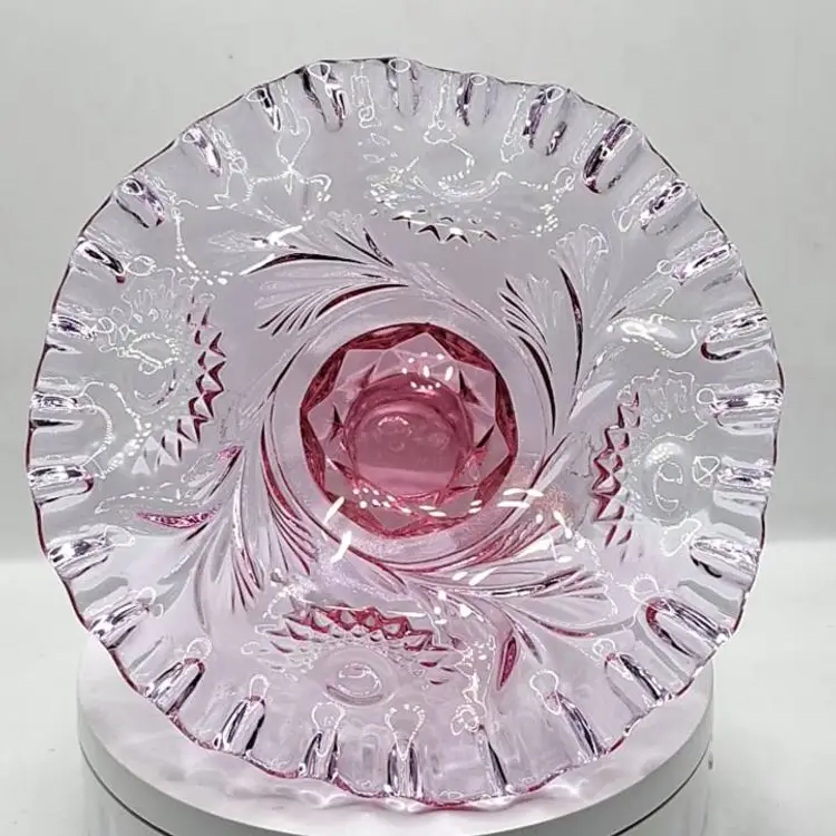 Vintage Fenton Glass 95th Anniversary, Dosty Rose Candle-Plate/Mini Cake-Cupcake Stand