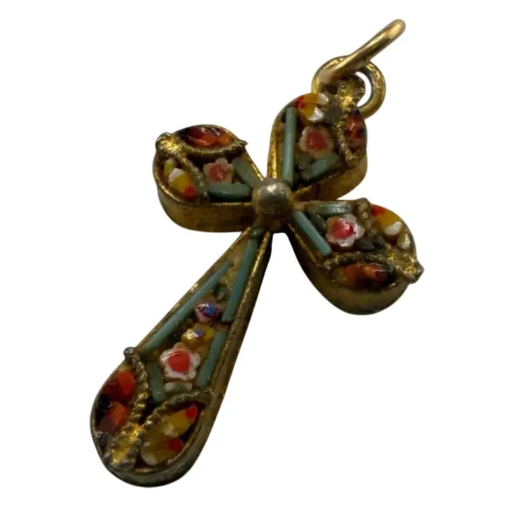 Micro Mosaic Cross Pendant