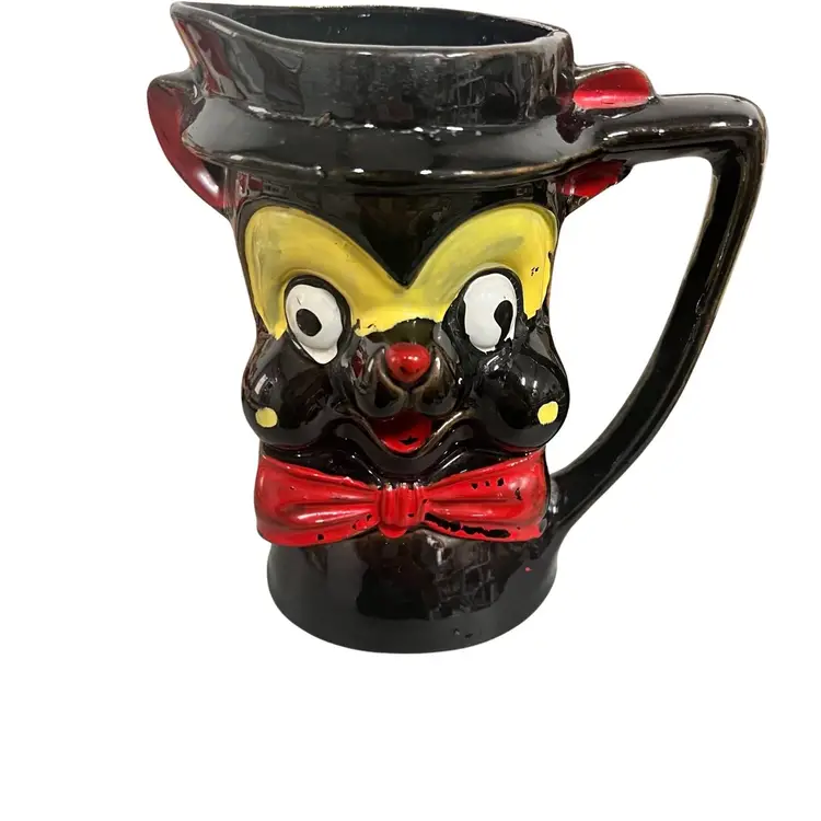 Vintage Redware Anthropomorphic Bear Small Pitcher Made In Japan Redware