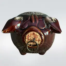 #01  Hull Pottery 1957 Corky Pig Coin Bank