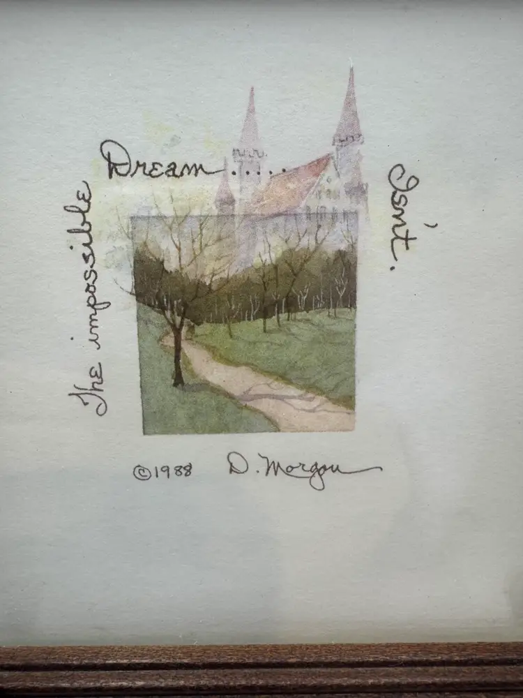 Vintage D. Morgan Framed Art - Folk Art 6” X 6”