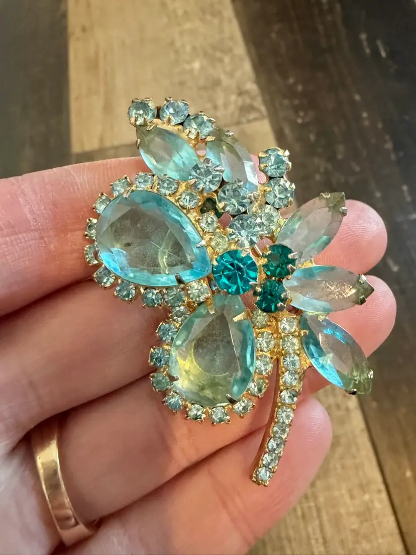 Juliana Blue Rhinestone Brooch