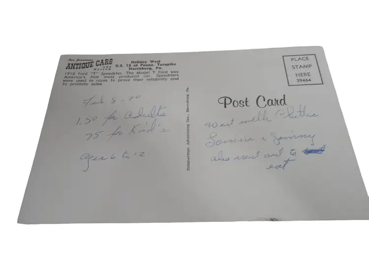 Vintage 1970s Postcard 1910 Ford Model T Speedster Antique Car Museum Harrisburg PA