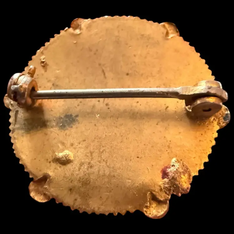 Micro Mosaic Floral Embedded In Glass Brooch 1”