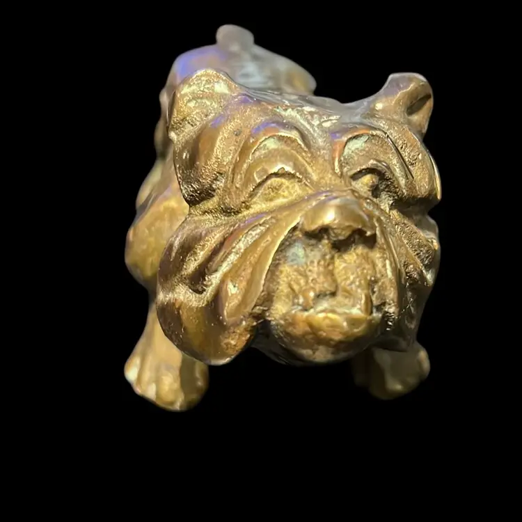 Vintage Solid Brass Bulldog 4” Long, No Makers Mark, Little Patina