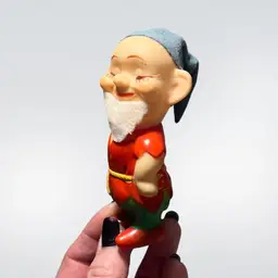 Vtg. Christmas Plastic Gnome Ornament Japan | 4”