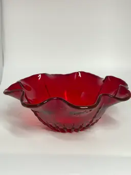 Vintage Fenton Amberina Ruby Red Glass Bowl, 6.5" Diameter