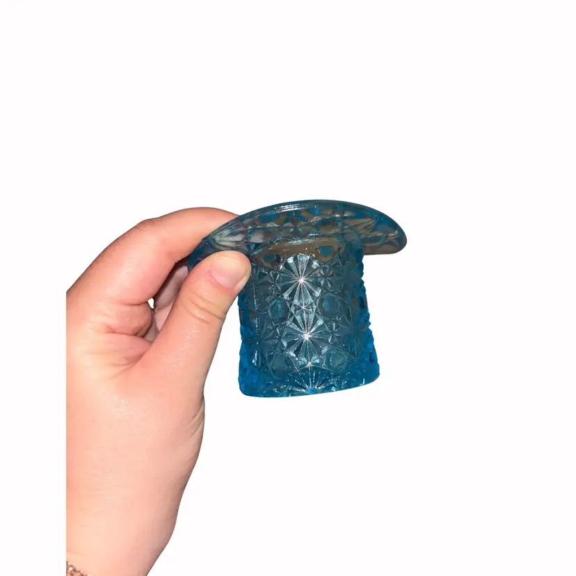 Vintage Fenton Glass Blue Daisy Top Hat Toothpick Holder