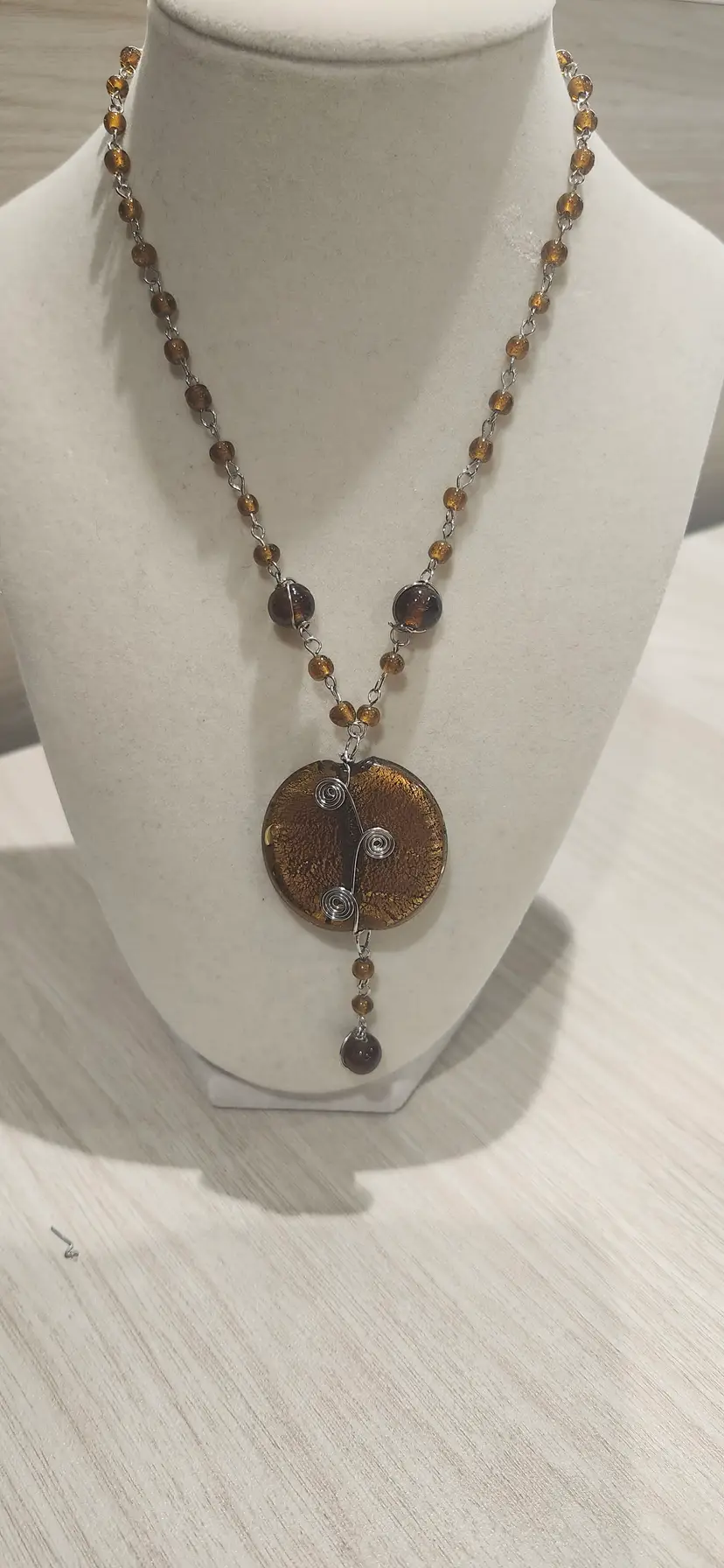 Vintage Glass Bead Medallion Necklace
