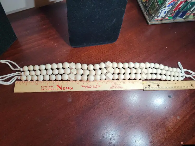 WOODEN craft beads on YARN