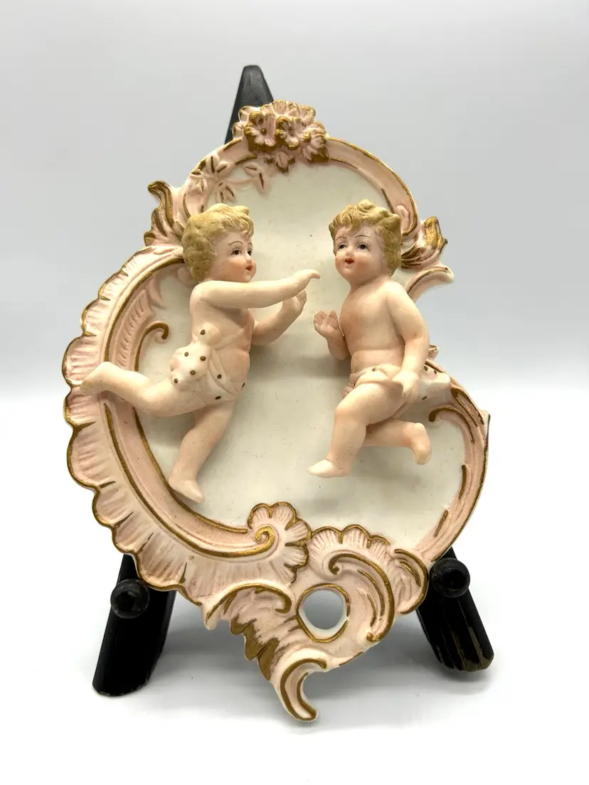 Vintage Lefton Cherub Plaque Hand Painted Japan