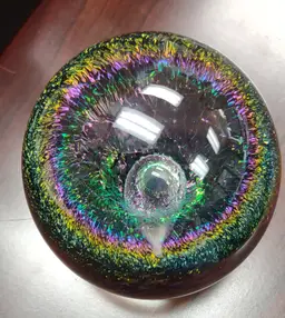Robert Eickholt Art Glass Iridescent Paperweight Signed and Dated 1999