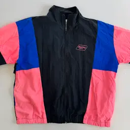 Vintage 90s Budweiser Bud Dry Draft Neon Windbreaker Jacket Pink Black Blue - M