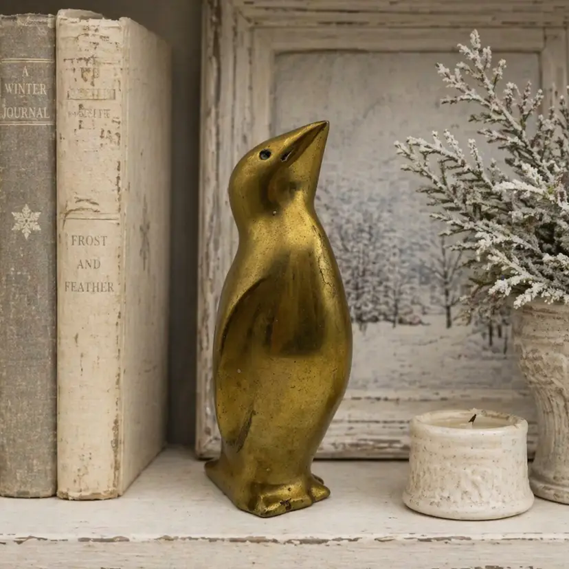 Vintage Brass Penguin Bird Figurine