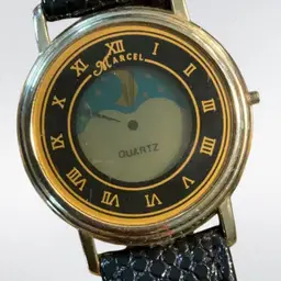 #42 Marcel Quartz Woman Wristwatch Leather Band 9” Digital / Analog Moon Stars